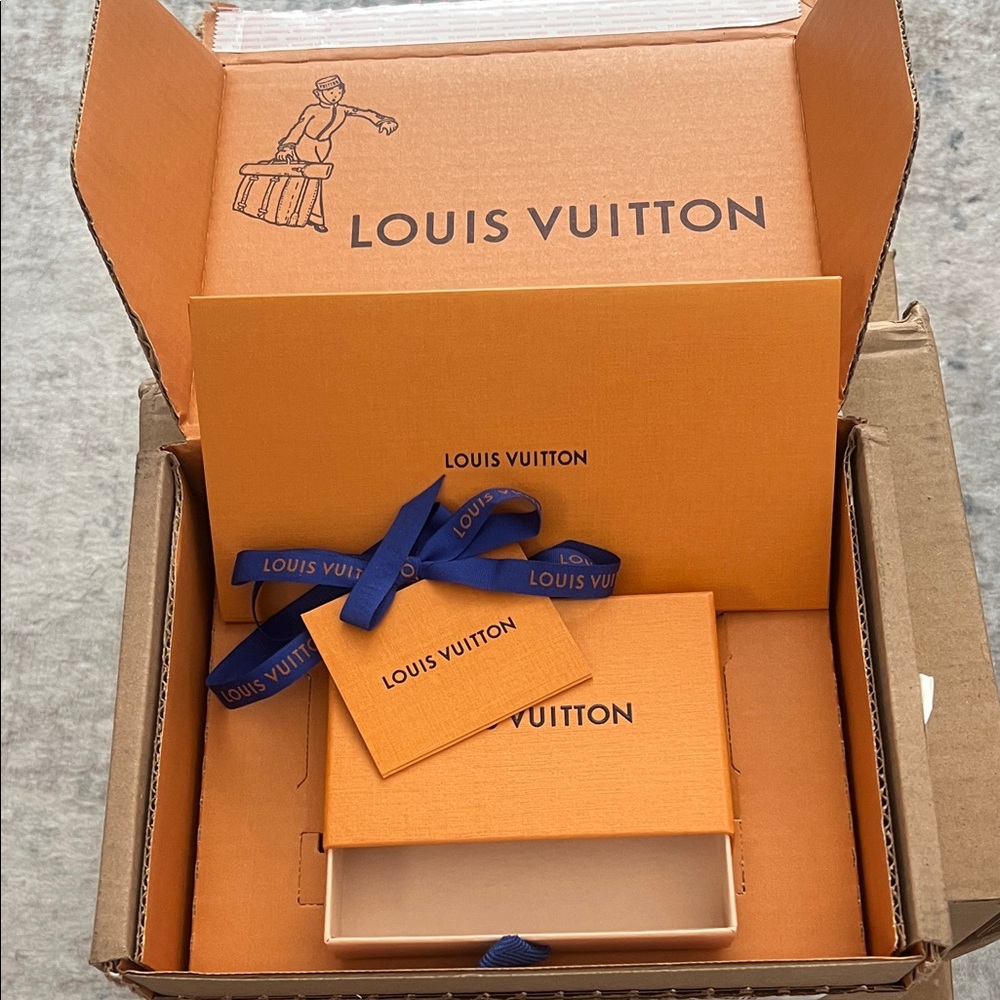 Louis Vuitton Orange Box Set with Blue Ribbon, new